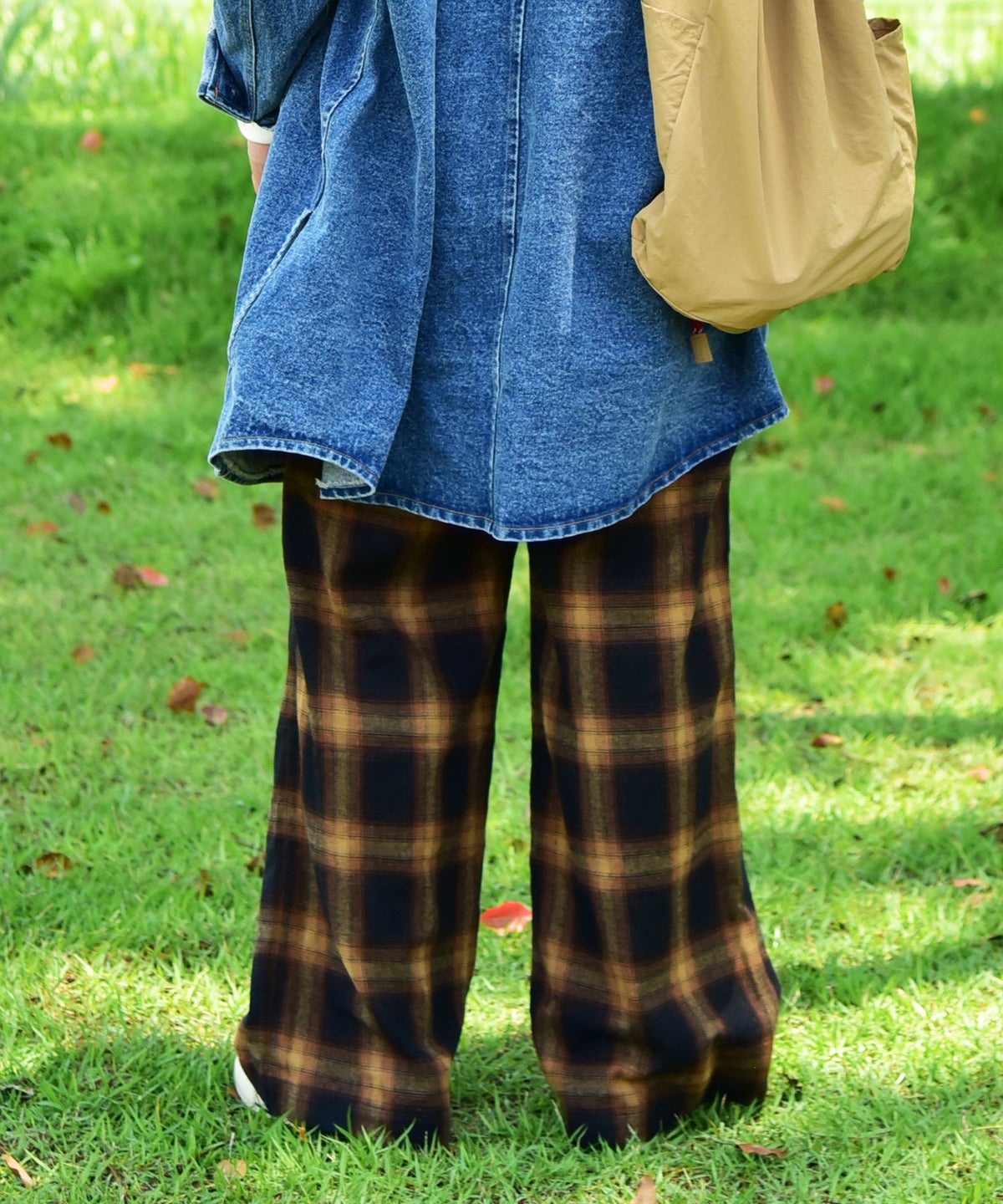  Gives a sense of fullment｜チェックワイドパンツ [[863121]][C]