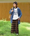  Gives a sense of fullment｜チェックワイドパンツ [[863121]][C]