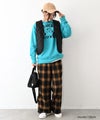  Gives a sense of fullment｜チェックワイドパンツ [[863121]][C]