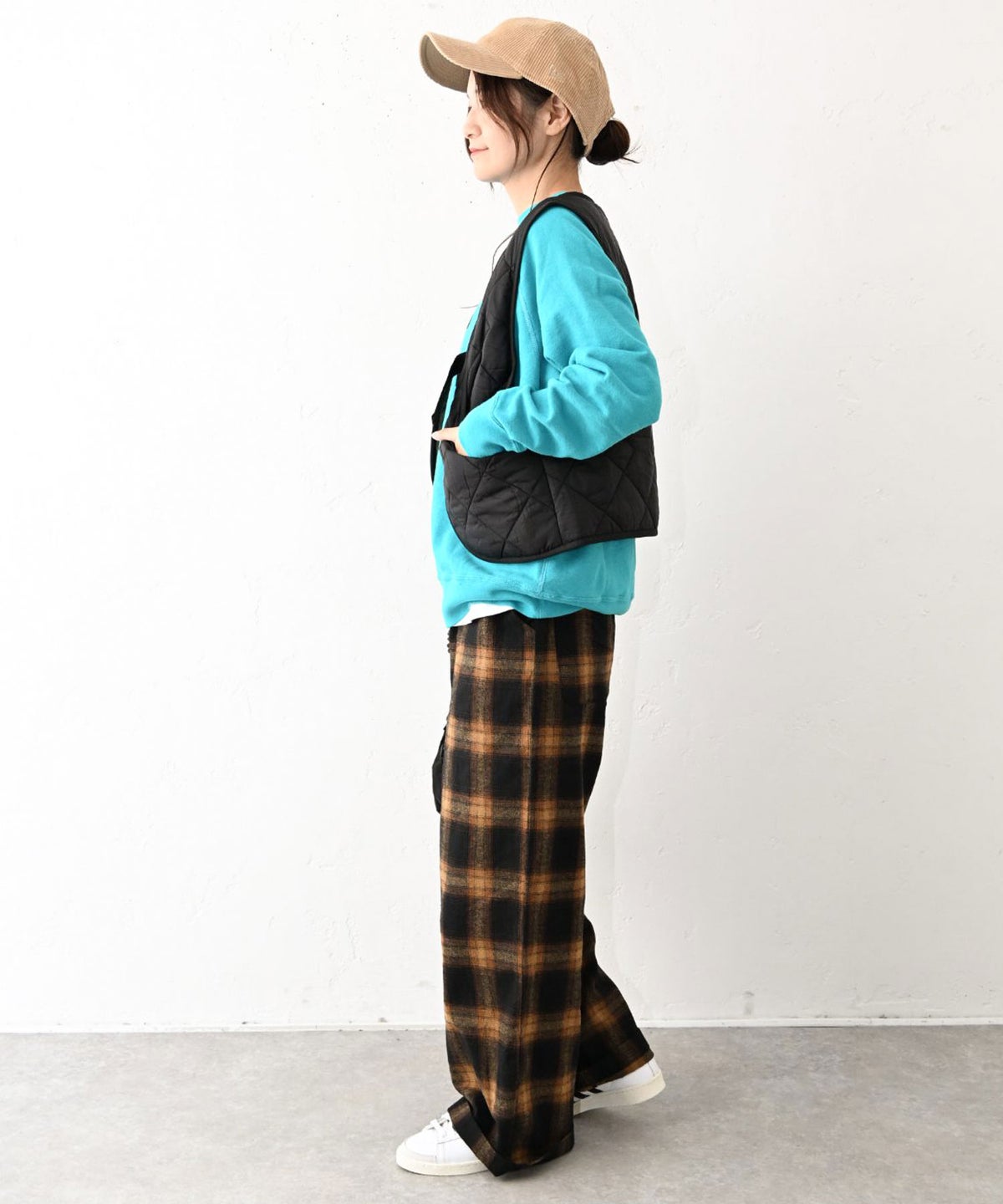  Gives a sense of fullment｜チェックワイドパンツ [[863121]][C]