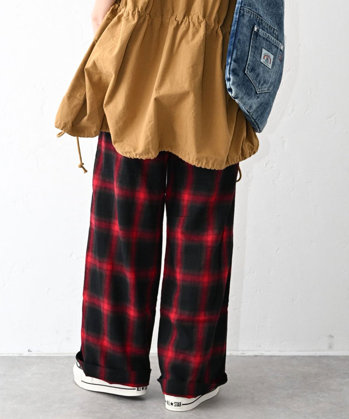  Gives a sense of fullment｜チェックワイドパンツ [[863121]][C]