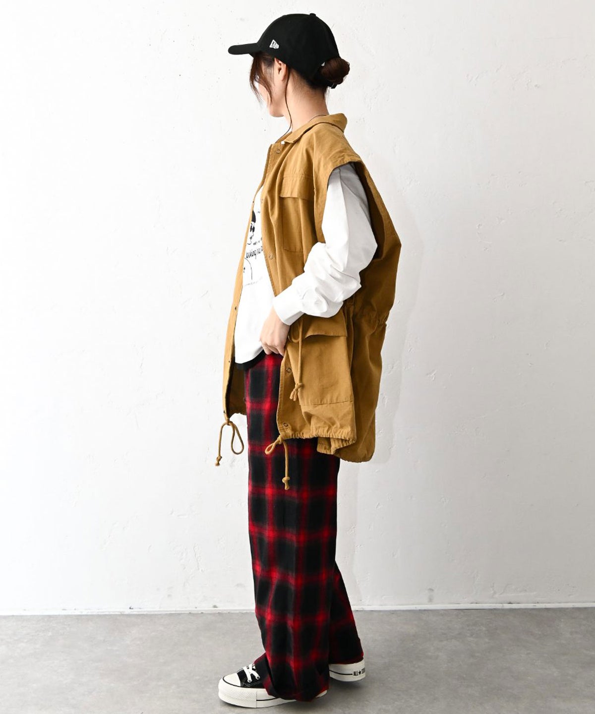  Gives a sense of fullment｜チェックワイドパンツ [[863121]][C]
