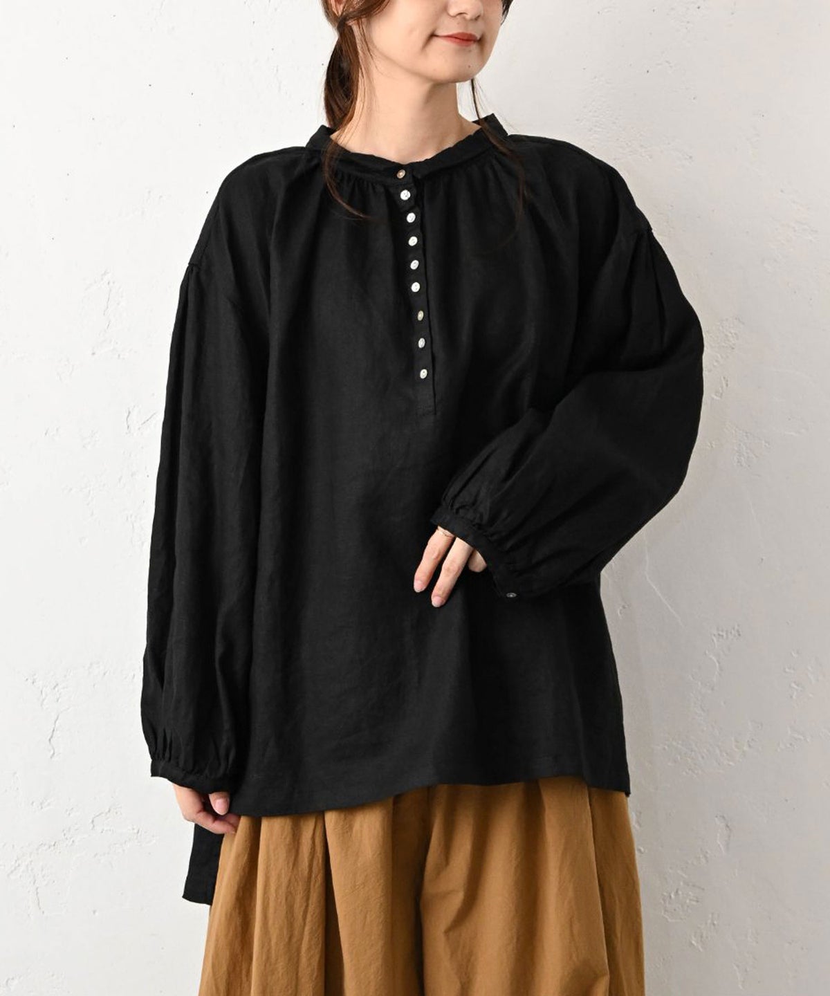 08Mab｜リネンボリューム袖チビ衿プルオーバー [[CF-1224HF1094]][C]