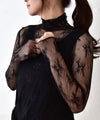 HUMS｜ストレッチレースハイネックT [[33286P233]][C]