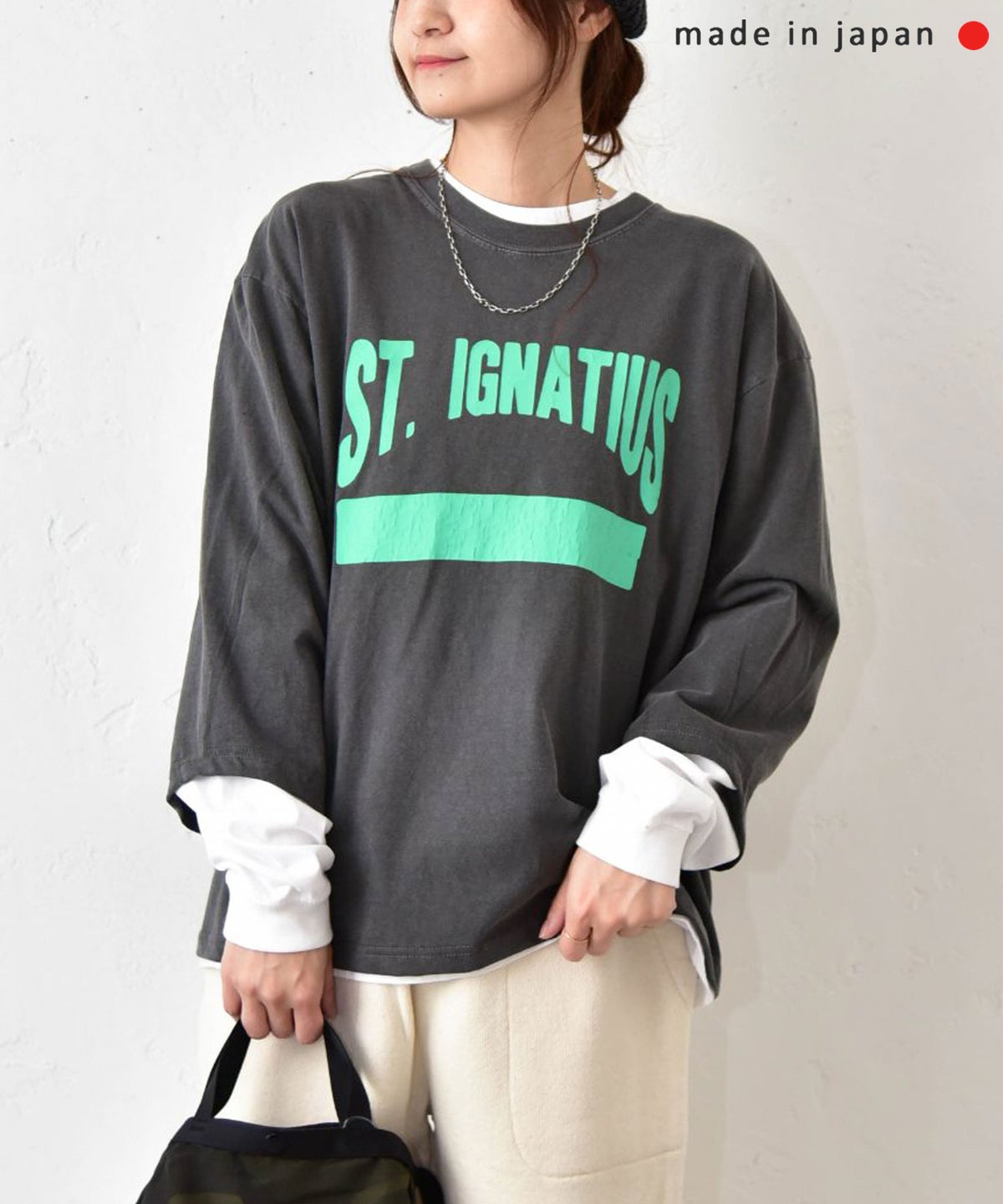 her.｜6.1OZ PIGMENT DYED 4/5TEE ST.IGNATIUS [[MTAH607-1005]][C]