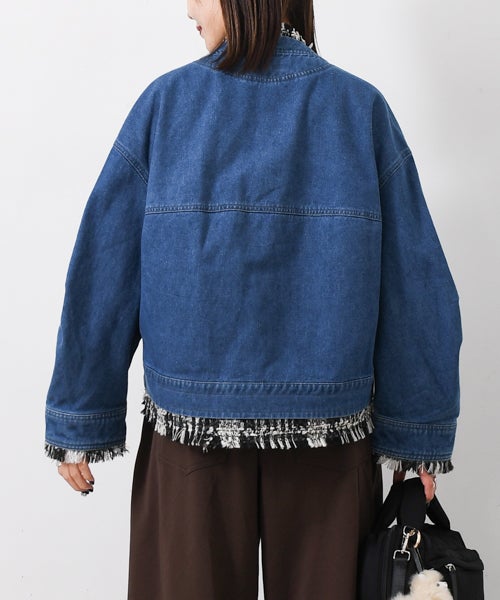 Lallia Mu｜ツイードドッキングデニムジャケット [[2613283]][F