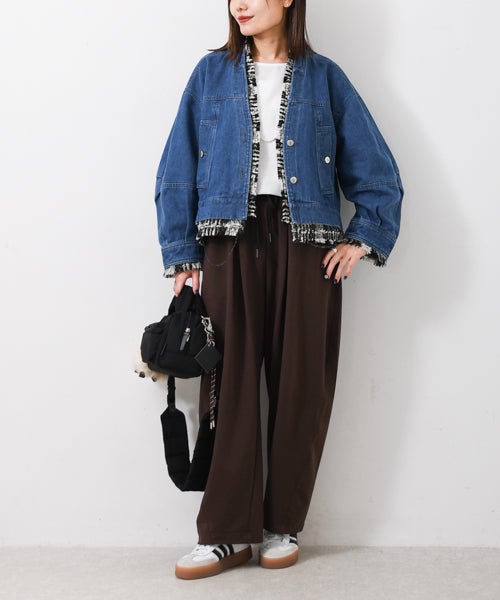 Lallia Mu｜ツイードドッキングデニムジャケット [[2613283]][F