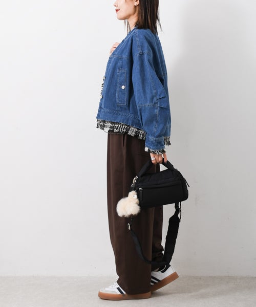 Lallia Mu｜ツイードドッキングデニムジャケット [[2613283]][F