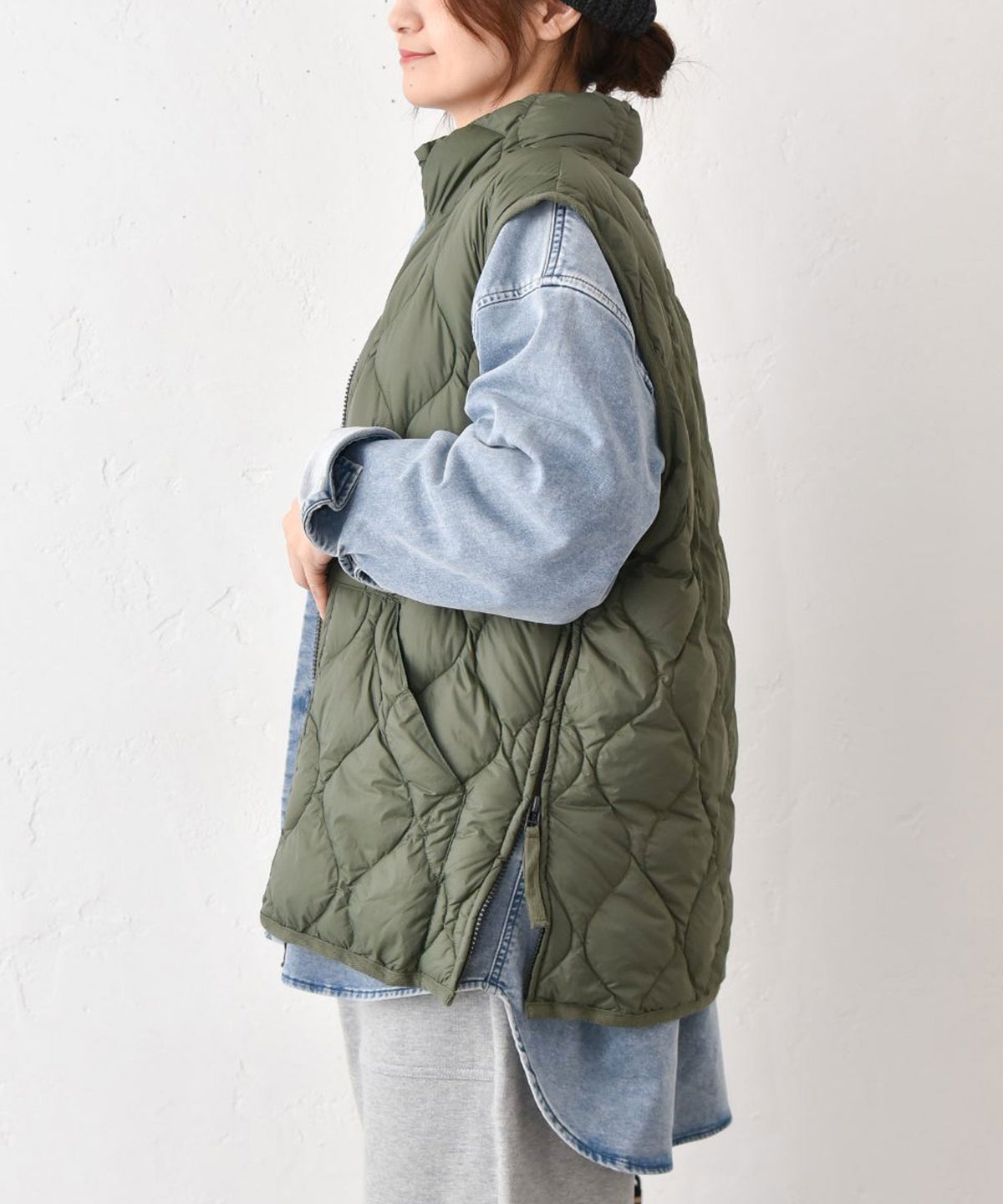 TAION｜MILITARY HI NECK W-ZIP DOWN VEST(SOFT SHELL) [[TAION-002ALSZML-1]][C]