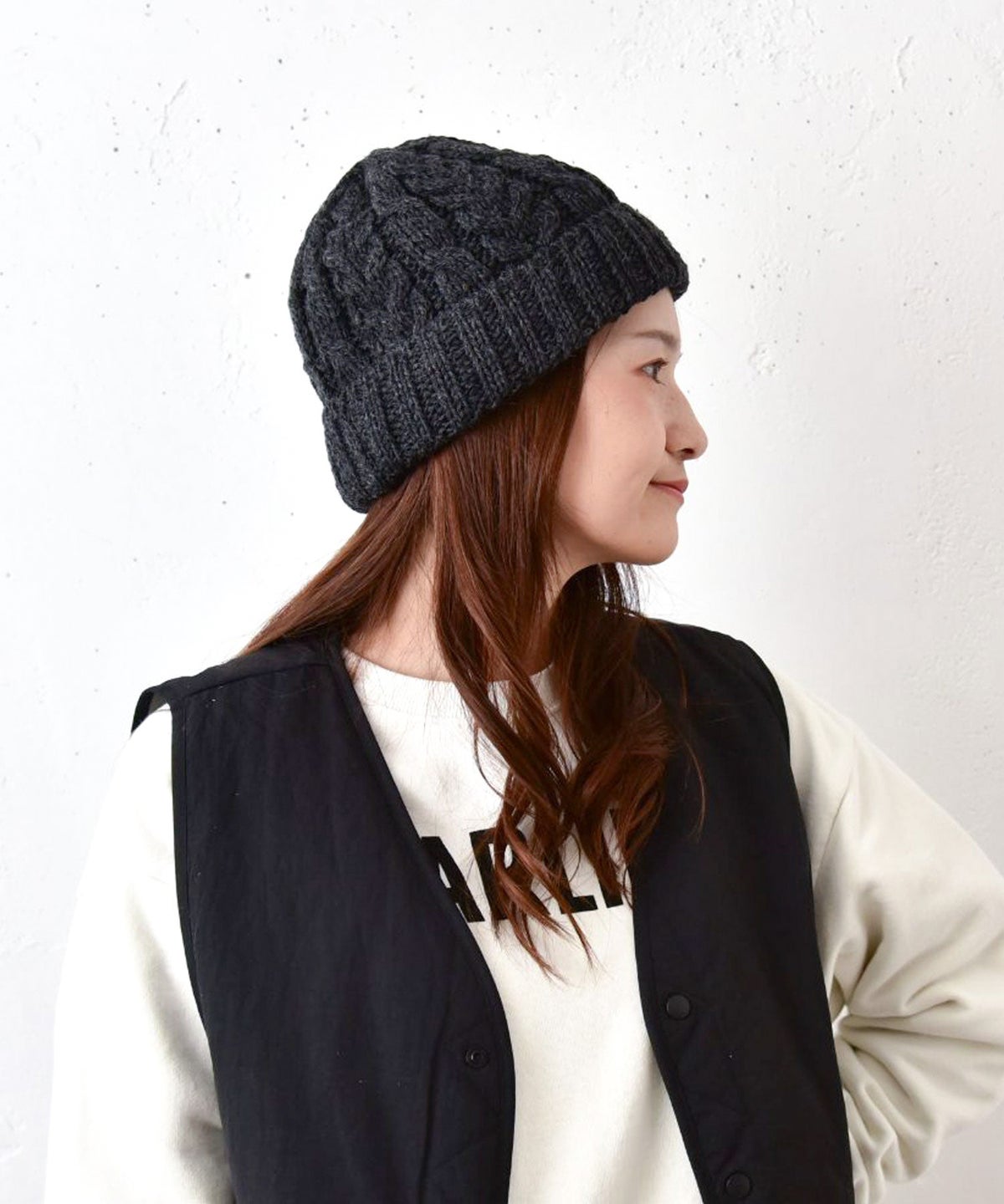 ARAN WOOLLEN MILLS｜柄編みニット帽 [[C982]][C]
