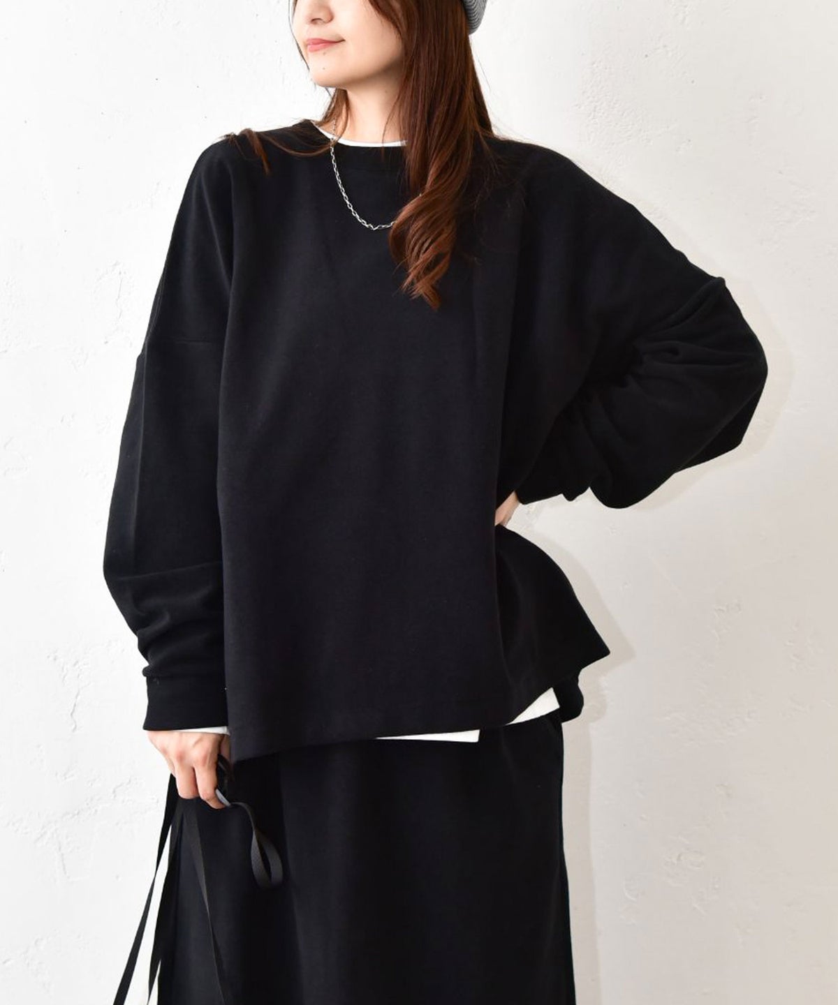 prit｜クルーネック裾ヒモワイドプルオーバー [[P90734]][C]