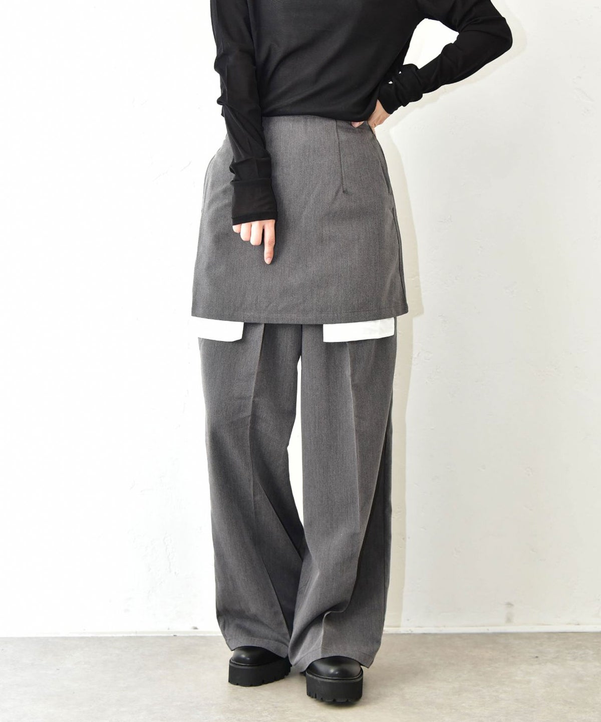 HUMS｜スカートセットツイルパンツ [[32861A334]][C]