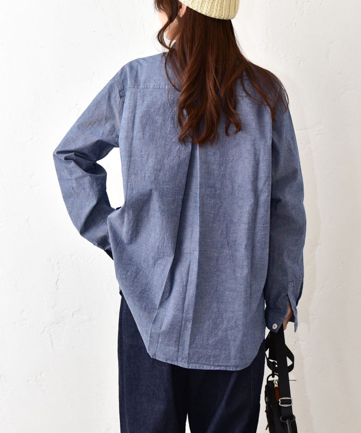 her.｜ストレッチ入ダンガリーシャツ(h.刺繍入り) [[CE3SH251001B]][C]