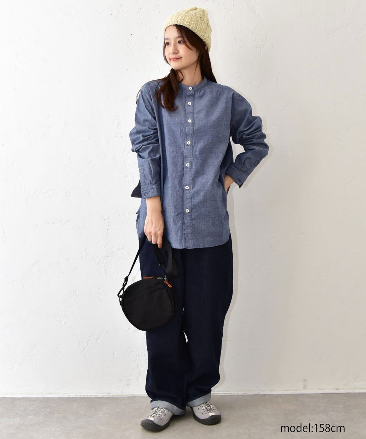 her.｜ストレッチ入ダンガリーシャツ(h.刺繍入り) [[CE3SH251001B]][C]