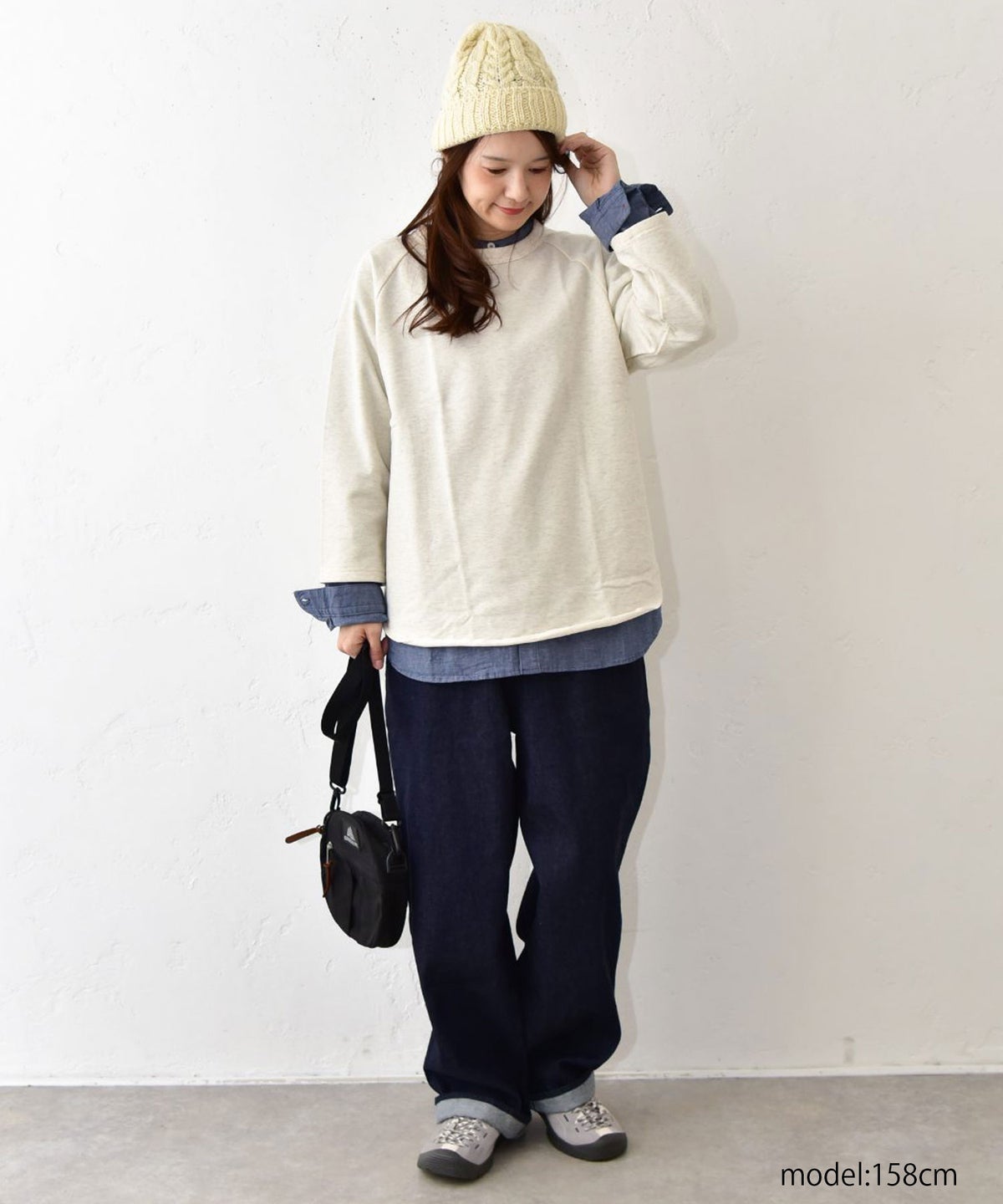 her.｜ストレッチ入ダンガリーシャツ(h.刺繍入り) [[CE3SH251001B]][C]