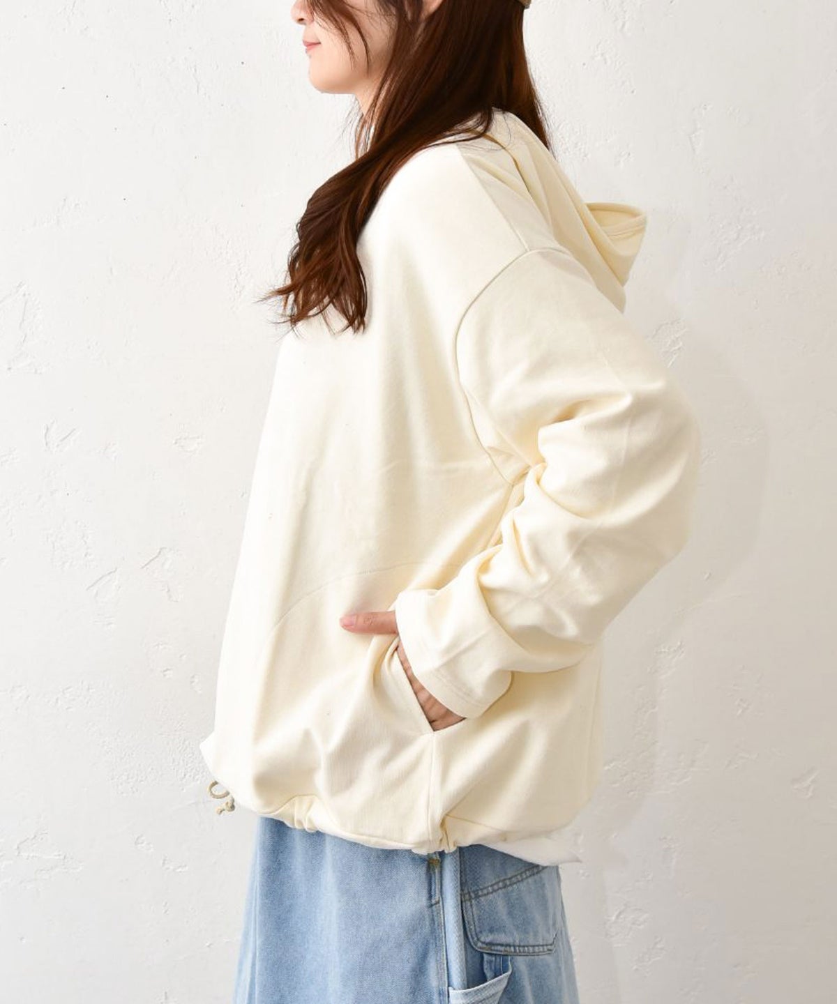 her.｜ミニ裏毛　裾絞りフーディープルオーバー [[131384H]][C]