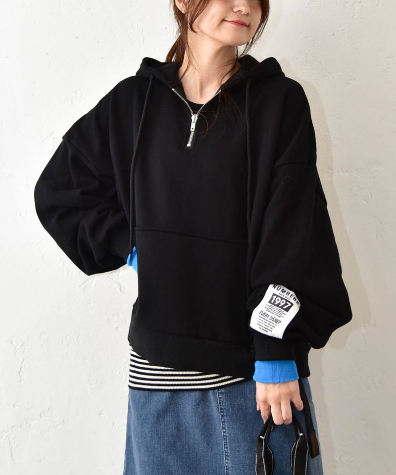 IN THE MARKET｜袖ワッペン付ハーフジップパーカー [[C-2615]][C]