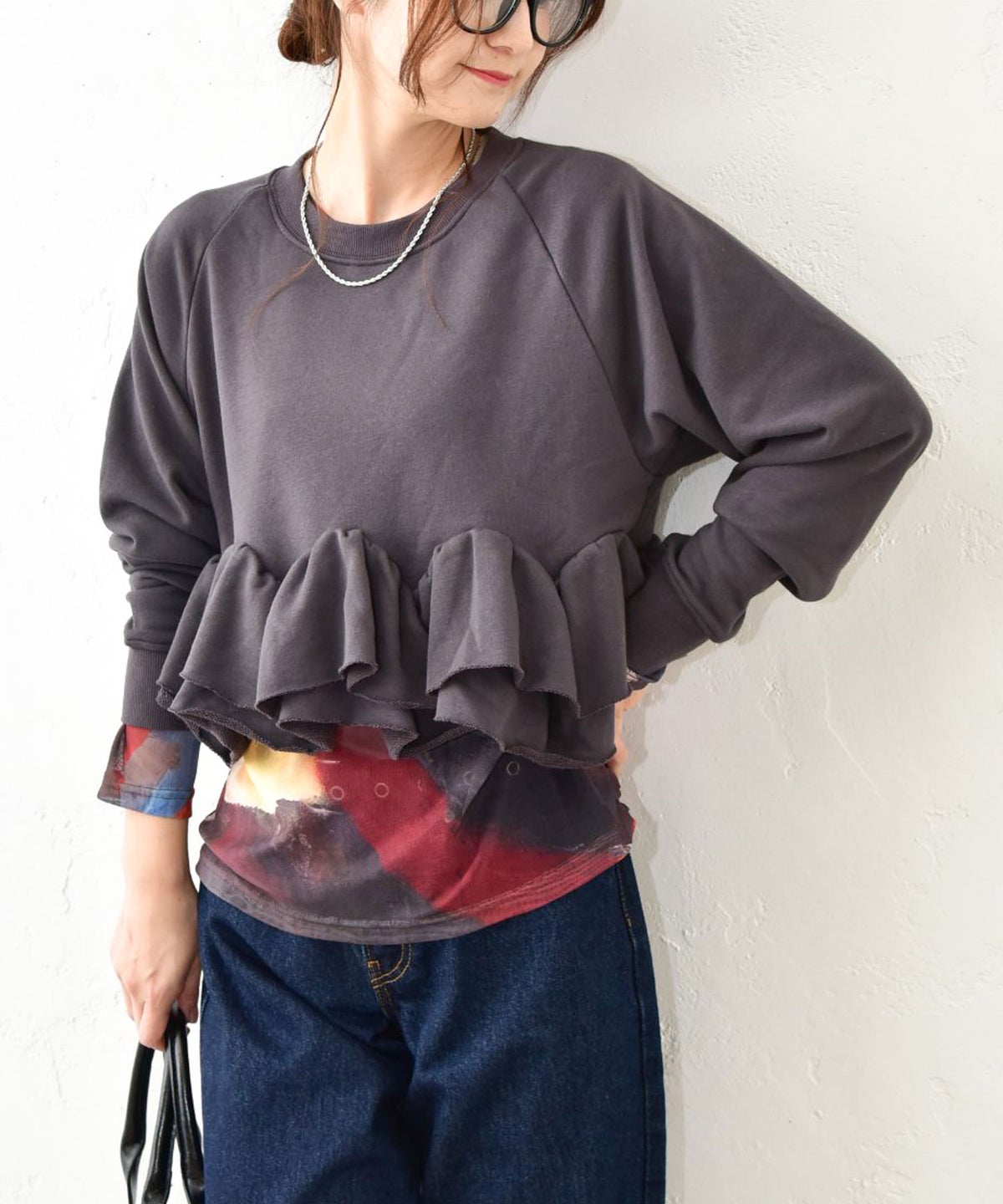 HUMS｜裾フリルデザイン裏毛カットソー [[33717A333]][C]