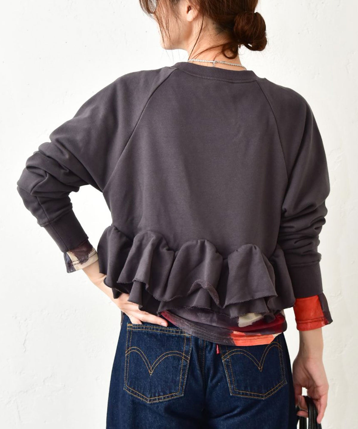 HUMS｜裾フリルデザイン裏毛カットソー [[33717A333]][C]