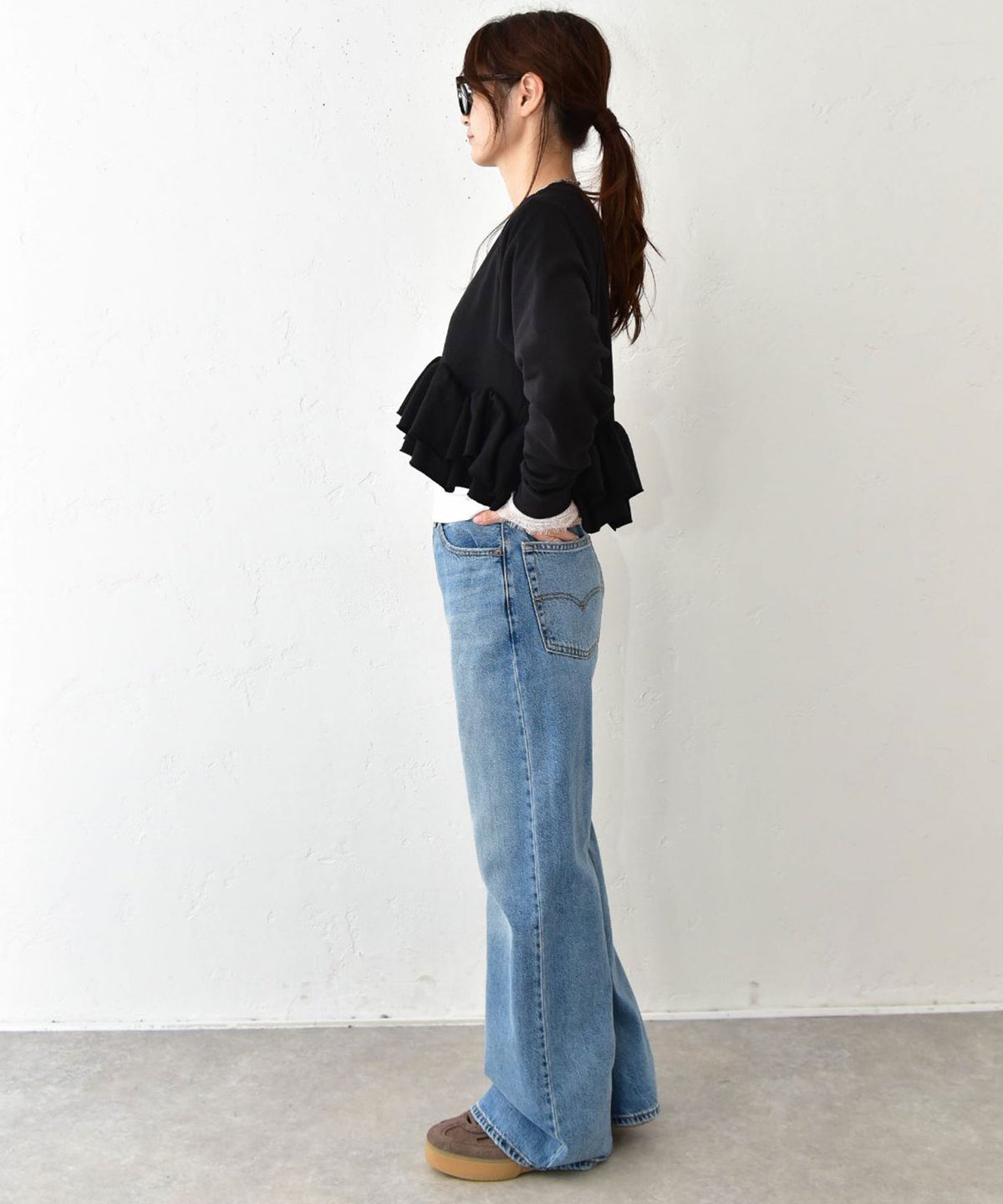 HUMS｜裾フリルデザイン裏毛カットソー [[33717A333]][C]