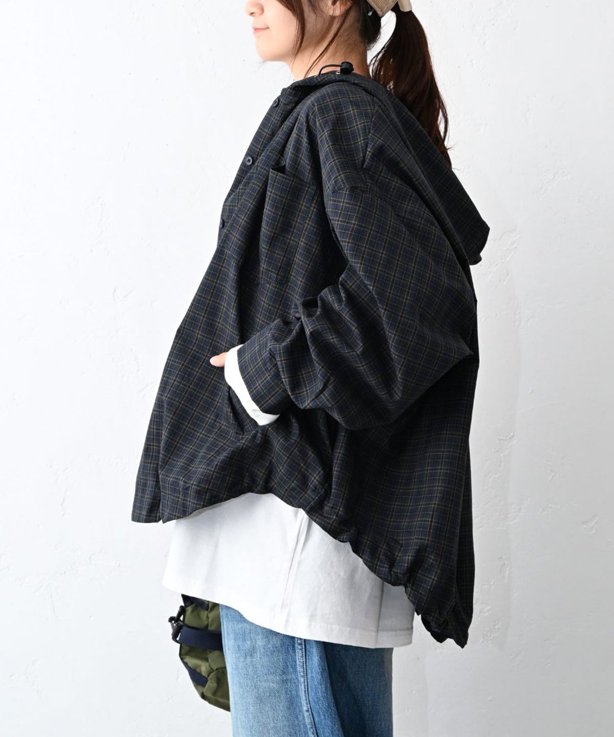 IN THE MARKET｜バック刺繍ロゴフード付きシャツアウター [[MDIN-0002]][C