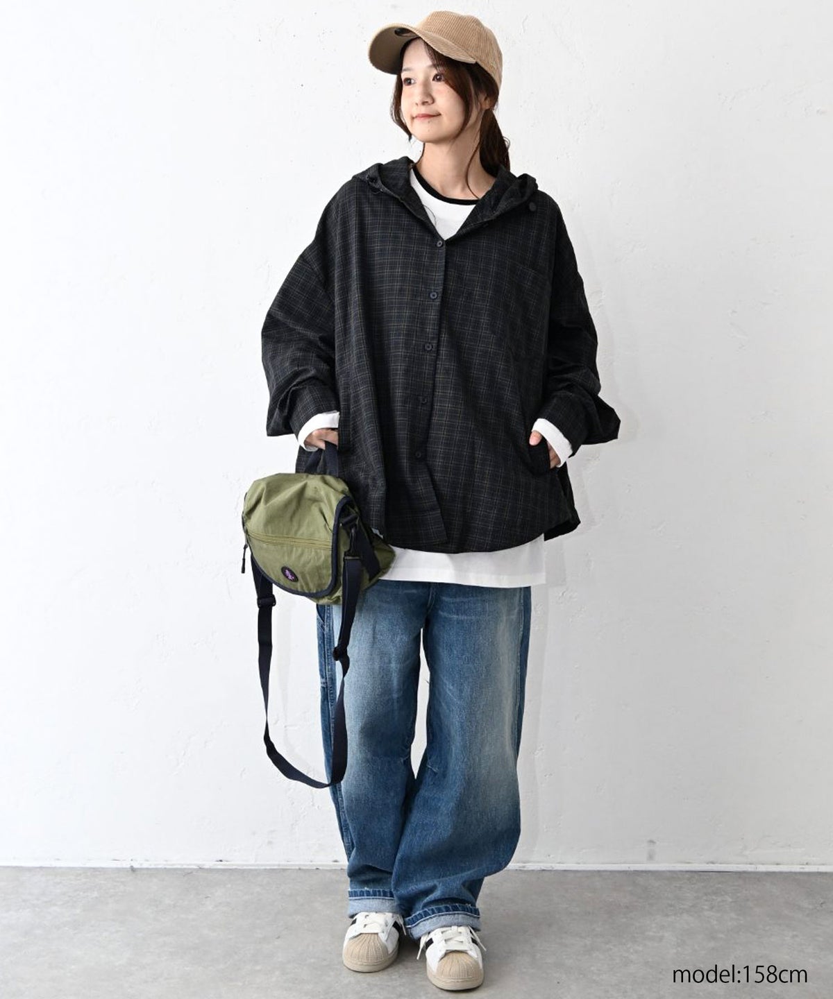 IN THE MARKET｜バック刺繍ロゴフード付きシャツアウター [[MDIN-0002]][CIN THE MARKET｜バック刺繍ロゴフード付きシャツアウター [[MDIN-0002]][C